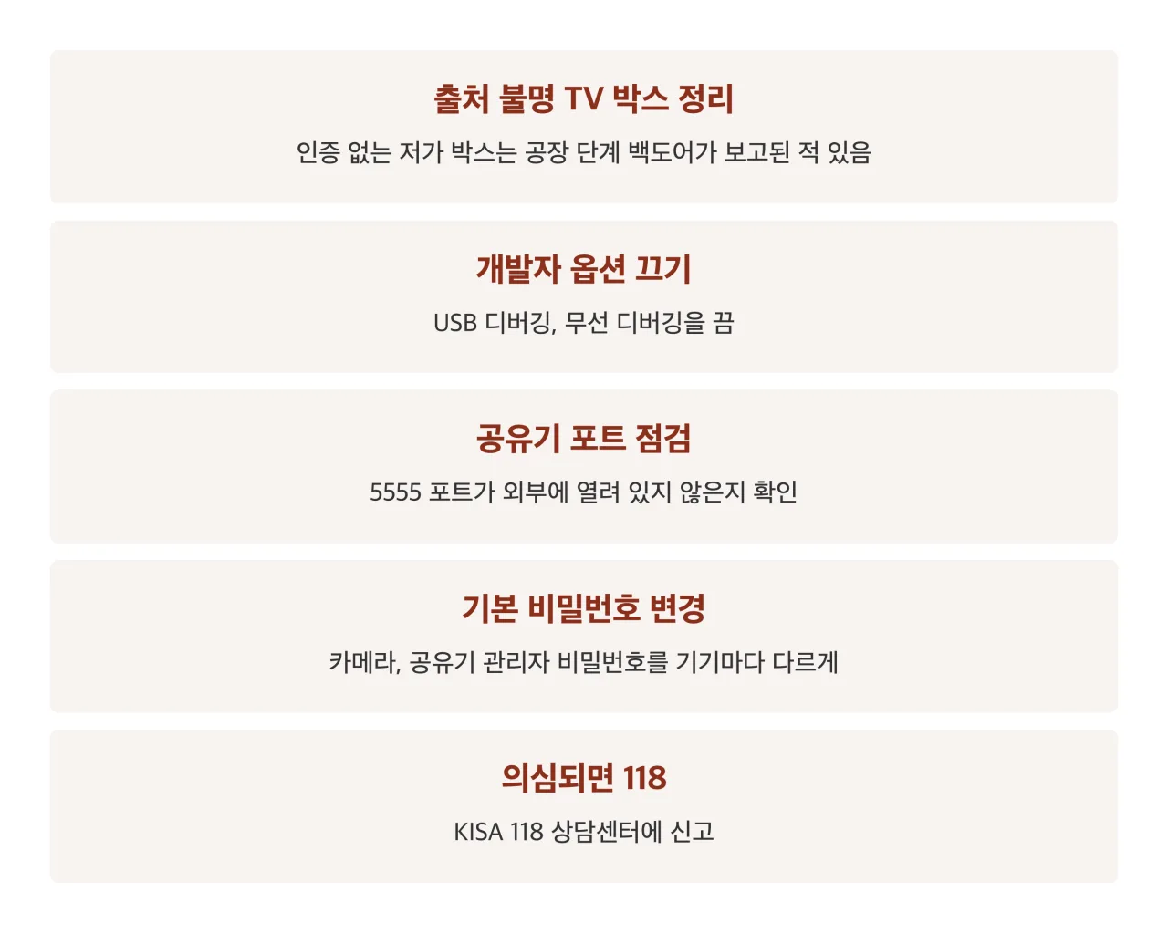 사용자 조치 정리 카드
