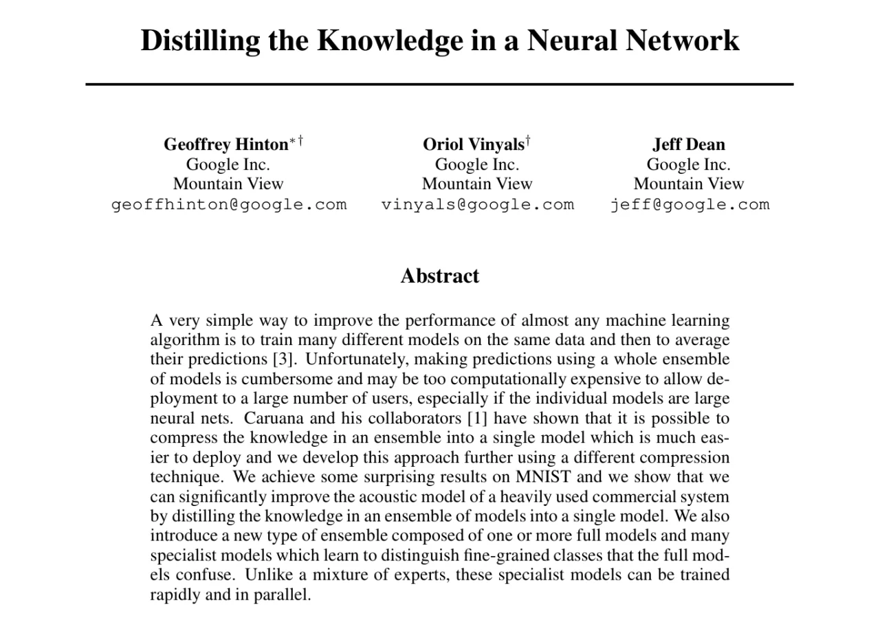 증류 원 논문 Distilling the Knowledge in a Neural Network 첫 장