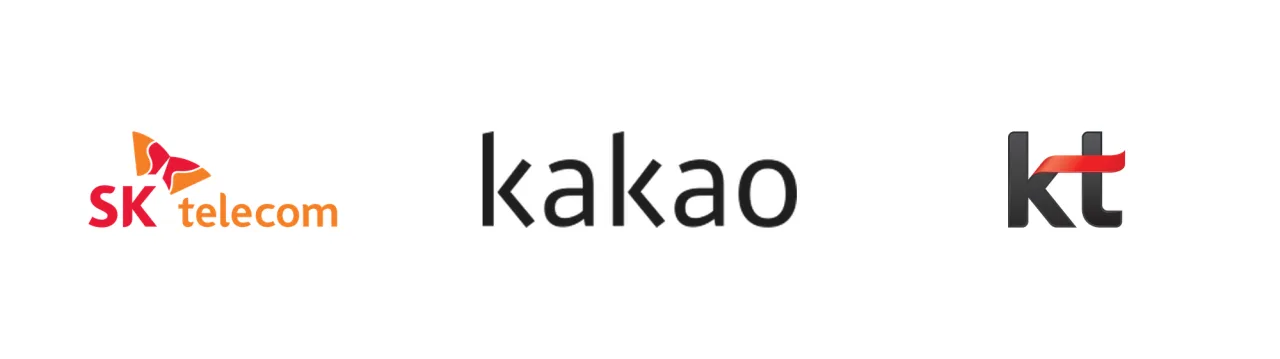 모두의 AI 사업자 SK텔레콤·카카오·KT 로고