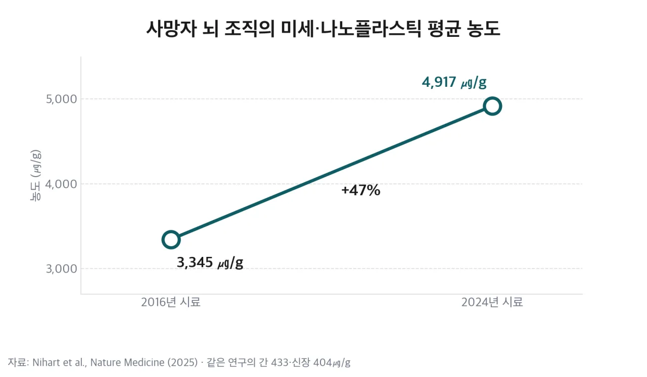 2016년과 2024년 사망자 뇌 시료의 농도 변화