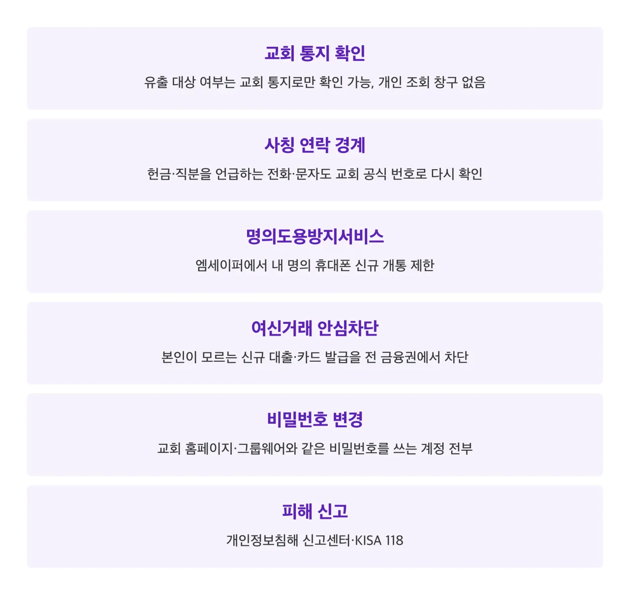 교인 조치 정리 카드