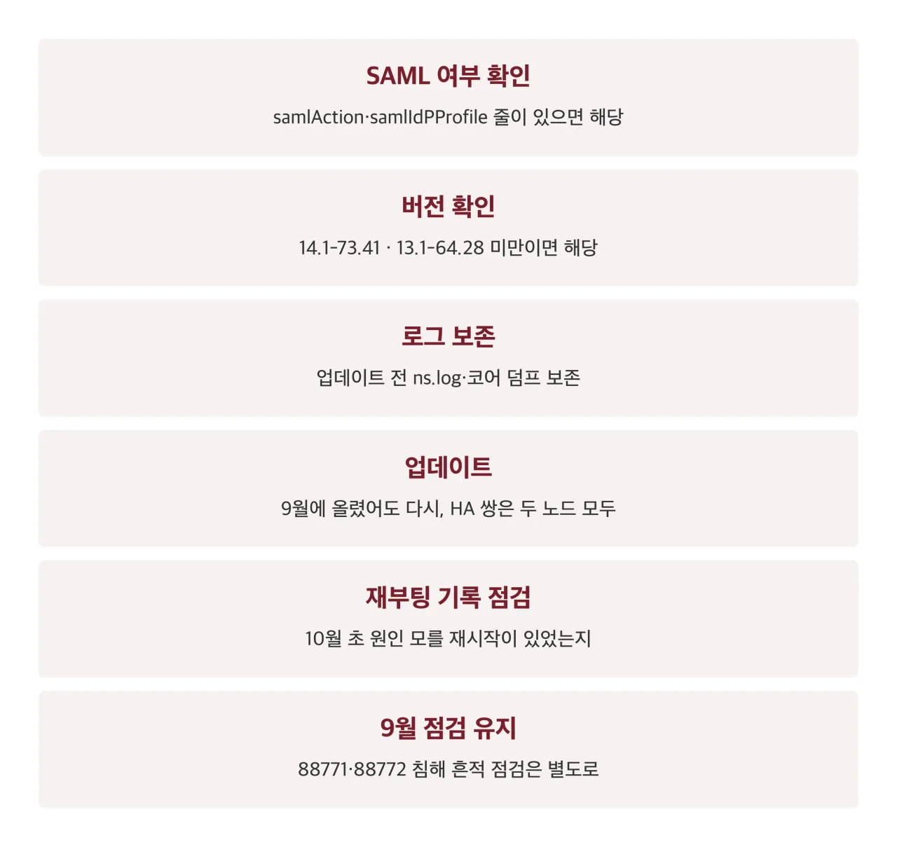 운영자 조치 정리