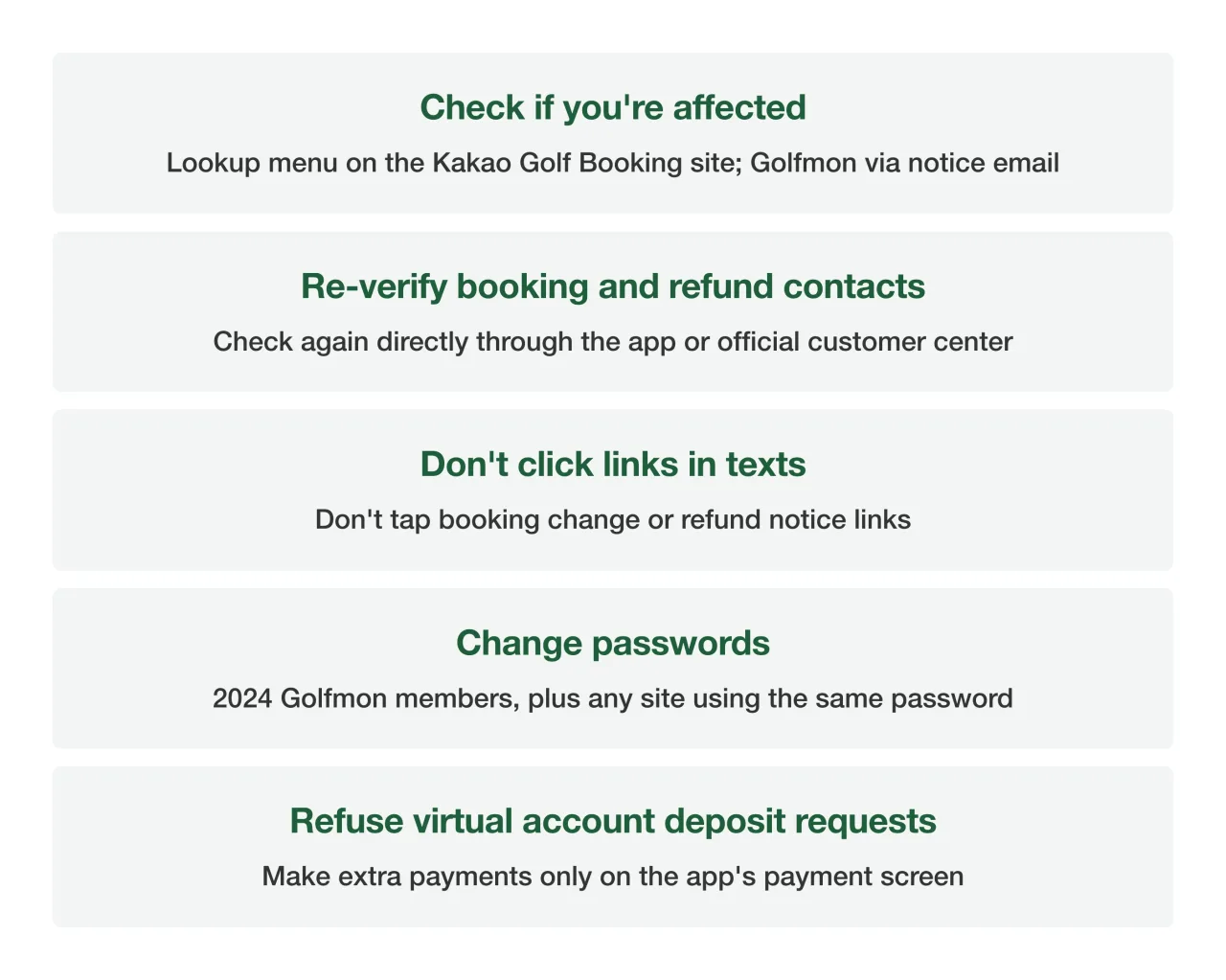 User action summary card